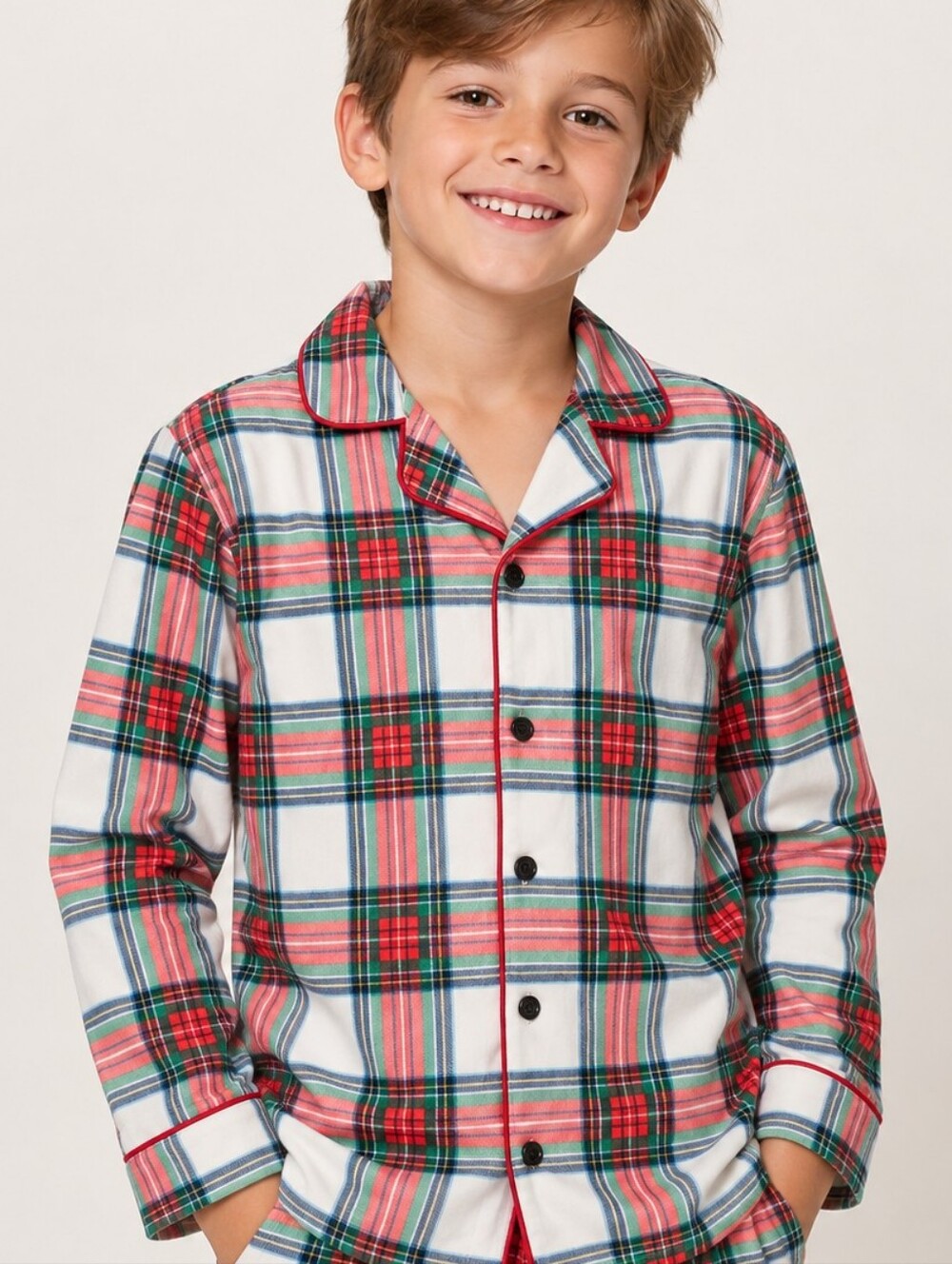 Wondershop Holiday Plaid Christmas Sleepwear Top Kids 10 Red White Like New